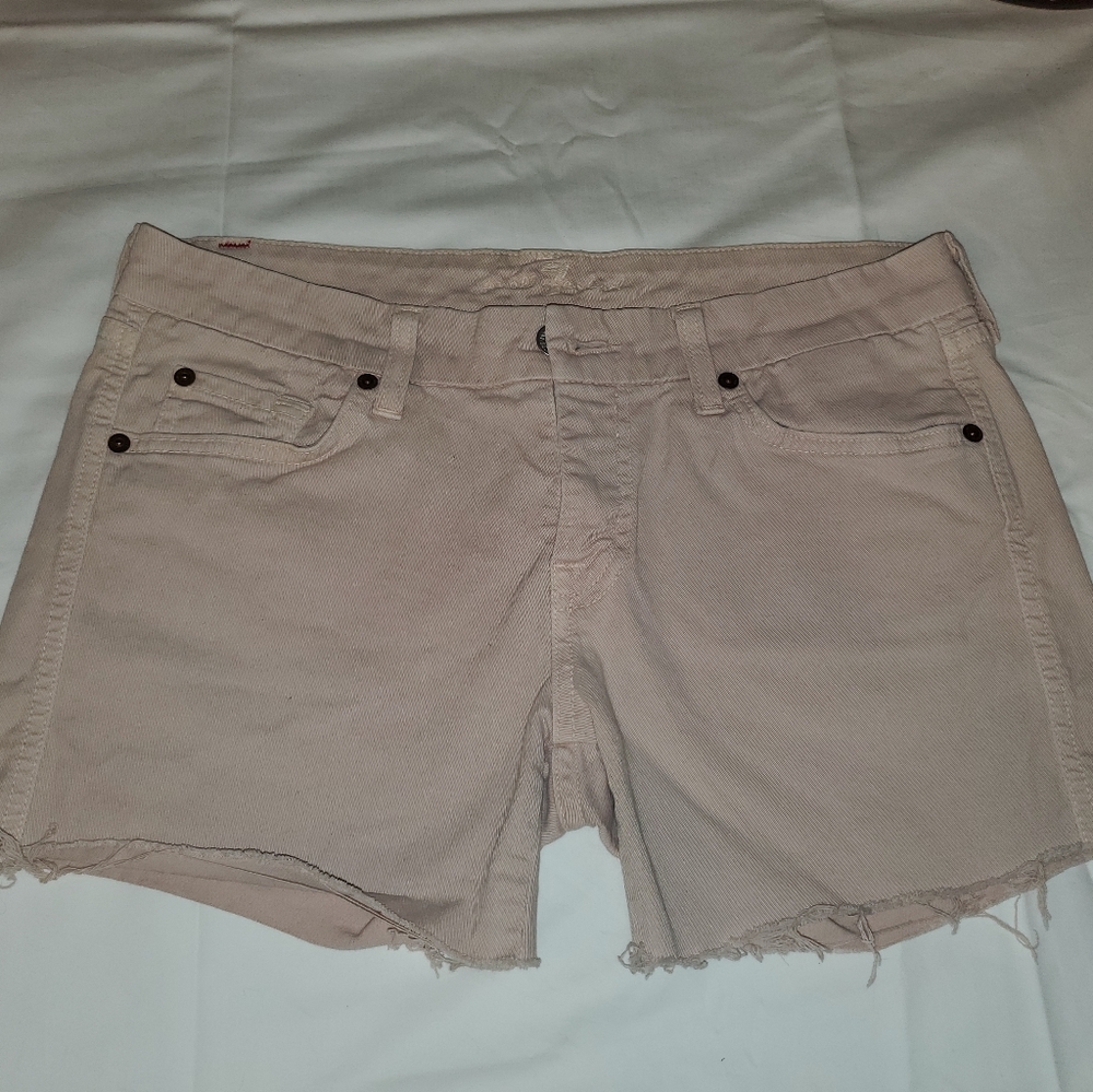 7 for all mankind pink denim cut off shorts 29